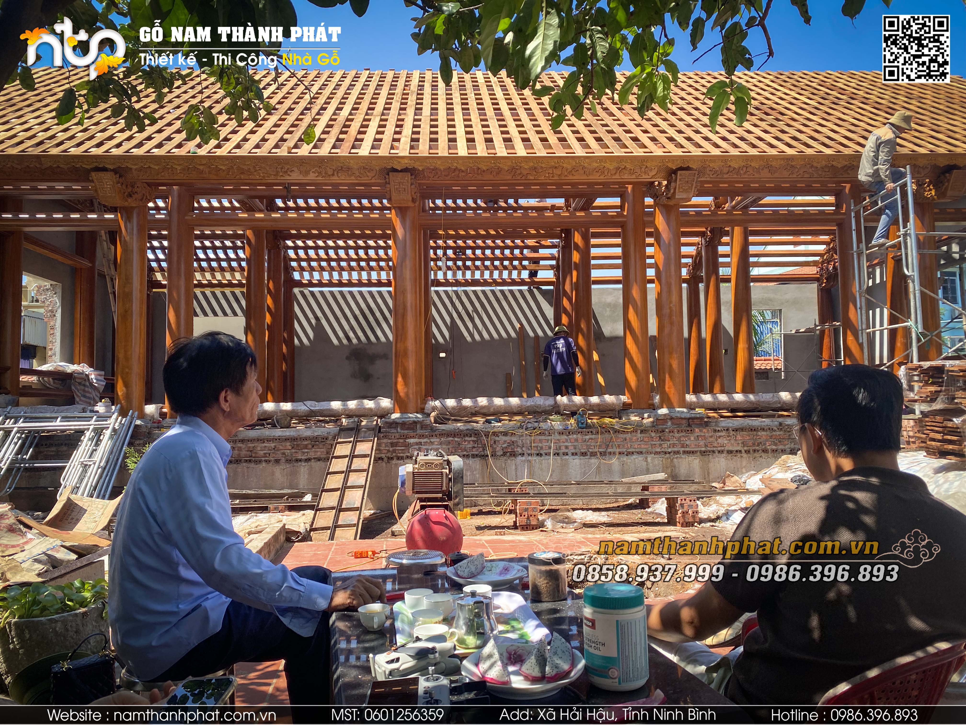 Thi công mái nhà gỗ 5 gian tại xã Vũ Dương, tỉnh Ninh Bình
